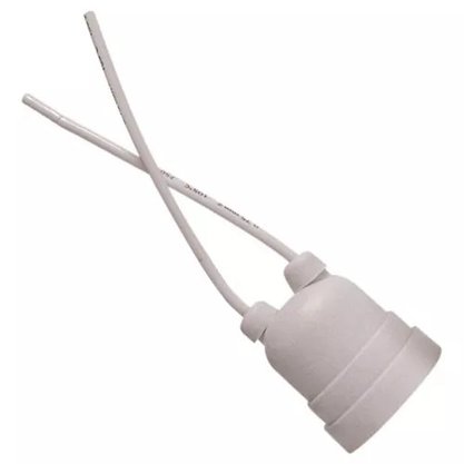 Bocal Soquete Pendente Com Rabicho Branco E27