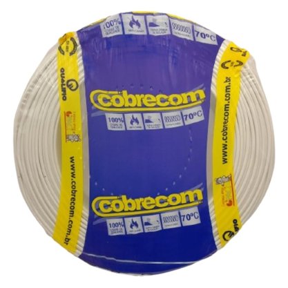 Cabo Flexivel 750V 1,5mm² Antichama - Branco - Cobrecom - Rolo 100m