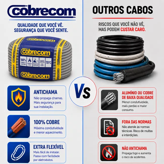 Cabo Flexivel 750V 1,5mm² Antichama - Cinza - Cobrecom - Rolo 100m