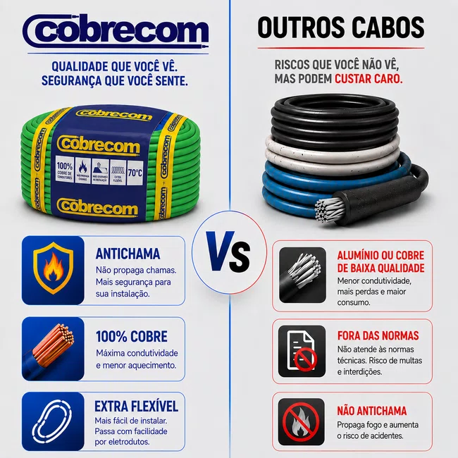 Cabo Flexivel 750V 1,5mm² Antichama - Verde - Cobrecom - Rolo 100m