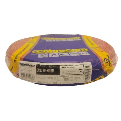 Cabo Flexivel 750V 1,5mm² Antichama - Vermelho - Cobrecom - Rolo 100m
