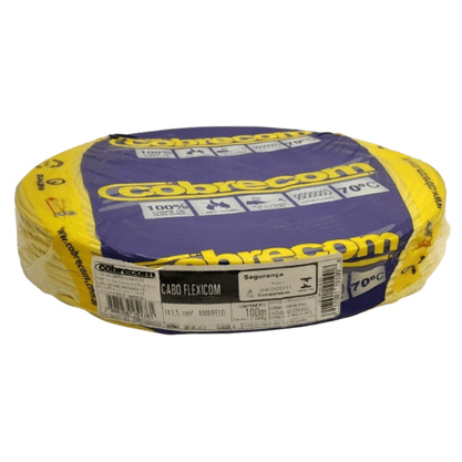 Cabo Flexivel 750V 2,5mm² Antichama - Amarelo - Cobrecom - Rolo 100m