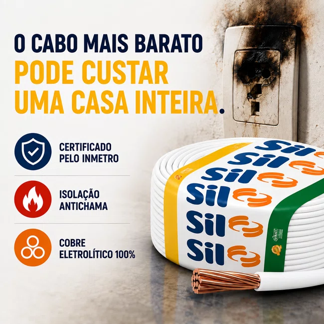 Cabo Flexivel 750V 4mm² Antichama - Branco - SIL - Rolo 100m
