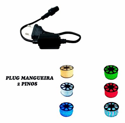 Plug de Tomada para Mangueiras de Led 2 Pinos - 220v