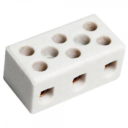 Conector Porcelana Tripolar 10mm² - 3 Pólos - 50A
