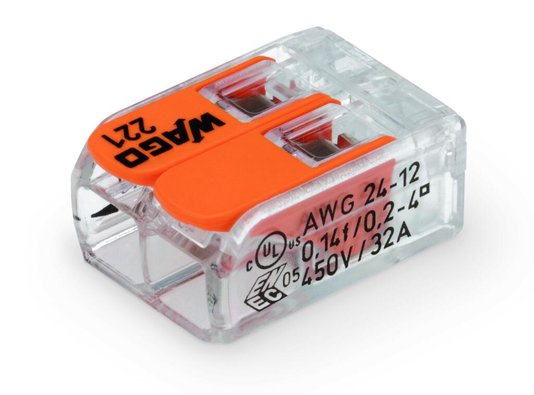 Conector WAGO Legítimo 221-412 - 2 Pólos - Até 4mm