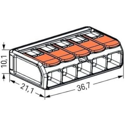 Conector WAGO Legítimo 221-615 - 5 Pólos - Até 6mm²