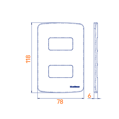 Conjunto Placa Com Suporte 4x2 P/ 2 Módulos Separados - Linha B3 - Margirius