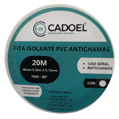 Fita Isolante 18MM x 20M - Cadoel - Branca