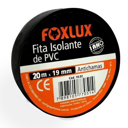 Fita Isolante 20 MTS Preta - FOXLUX