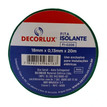 Fita Isolante 18MM x 20M - Decorlux - Verde