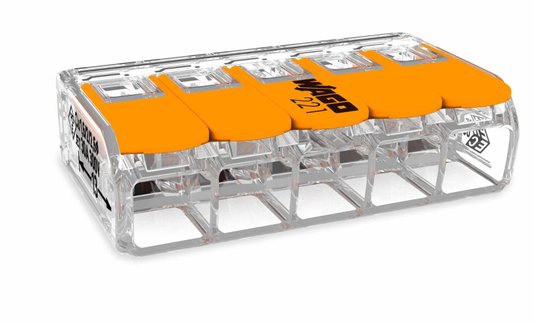 KIT C/ 15 Conectores WAGO Legítimo 221-615 - 5 Pólos - Até 6mm²