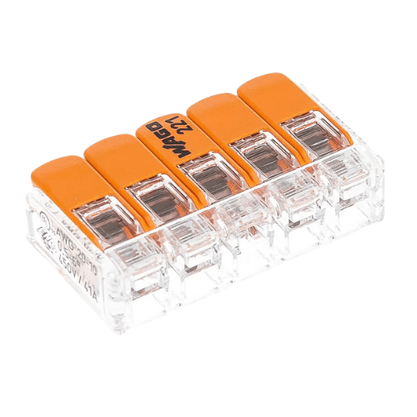 KIT C/ 15 Conectores WAGO Legítimo 221-615 - 5 Pólos - Até 6mm²