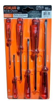 Kit Chave de Fenda e Philips com 6 Peças - Foxlux