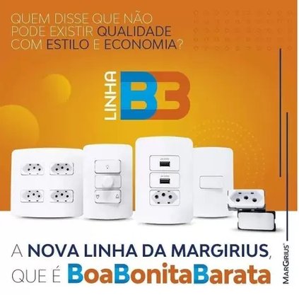 Módulo Tomada 10A Branco (2P+T) - Linha B3 - Margirius