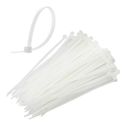 Pacote C/ 100 Abraçadeiras De Nylon 100 x 2,5mm Branca