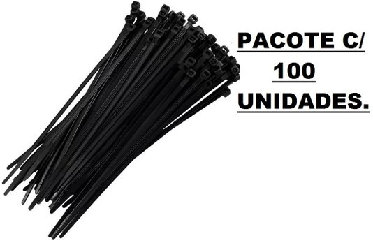 Pacote C/ 100 Abraçadeiras De Nylon 100 x 2,5mm Preta