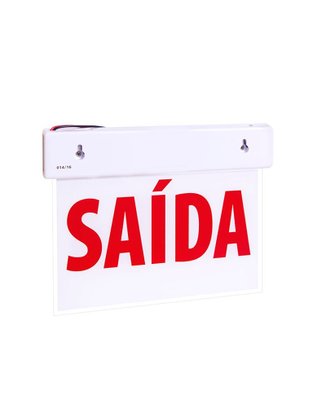 Placa de Sinalização Saída Slim Face Dupla com Adesivo e Bateria