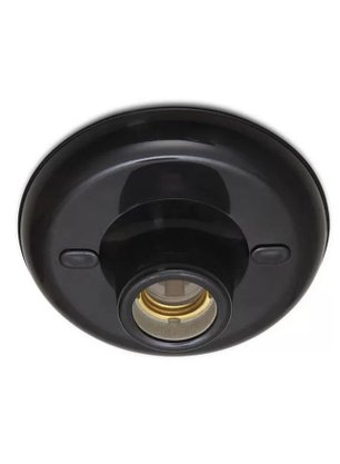 Plafon Plafonier Com Soquete Porcelana E27 - Preto