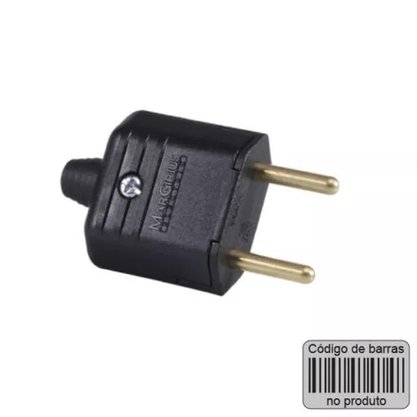 Plugue Pino Macho 180°  2P 10A - Preto - Margirius