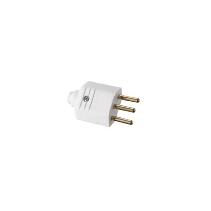 Plugue Pino Macho 180° 2P+T 10A - Branco - Margirius