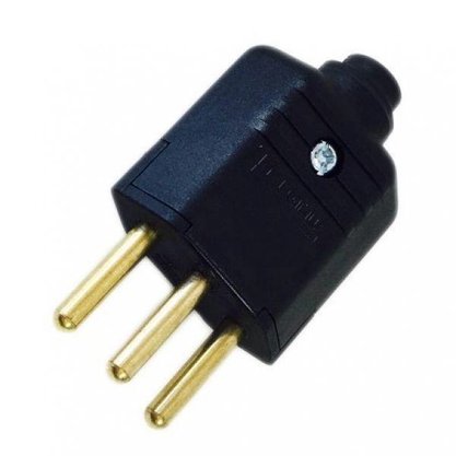 Plugue Pino Macho 180° 2P+T 10A - Preto - Margirius