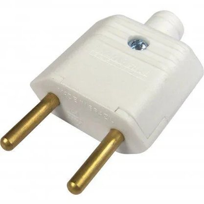 Plugue Pino Macho 180° 2P 10A - Branco - Margirius