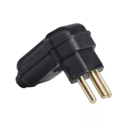 Plugue Pino Prensa Cabo Macho 90° 2P+T 10A - Preto - Margirius