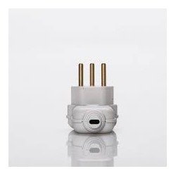 Plugue Pino Prensa Cabo Macho 90° 2P+T 20A - Branco - Margirius