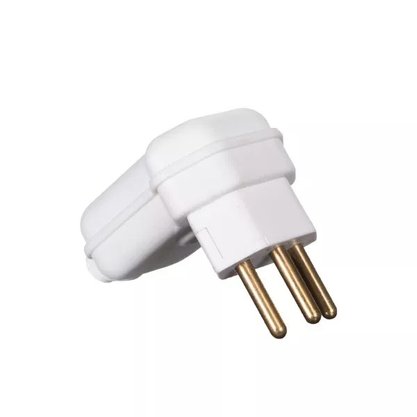 Plugue Pino Prensa Cabo Macho 90° 2P+T 20A - Branco - Margirius