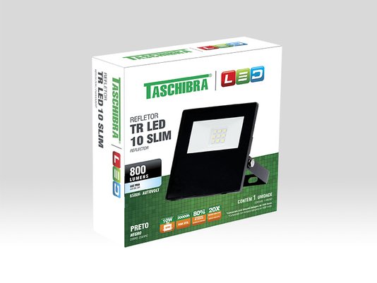 Refletor TR LED Slim 10W 6500K - Bivolt - Taschibra