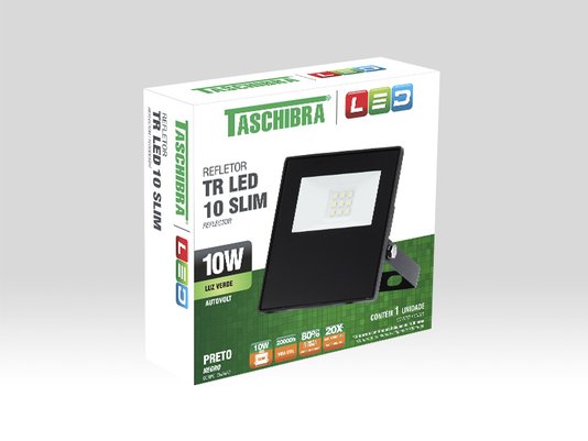 Refletor TR LED Slim 10W Verde - Bivolt - Taschibra