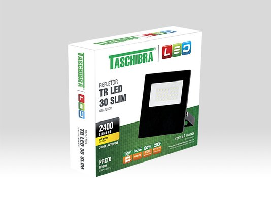 Refletor TR LED Slim 30W 3000K - Bivolt - Taschibra