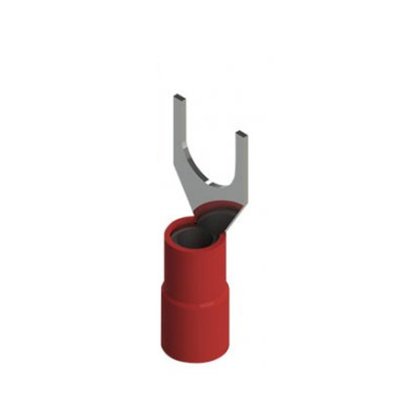 Terminal Pré-Isolado Garfo Para Cabo 1,5mm² - Vermelho - 100 Unidades
