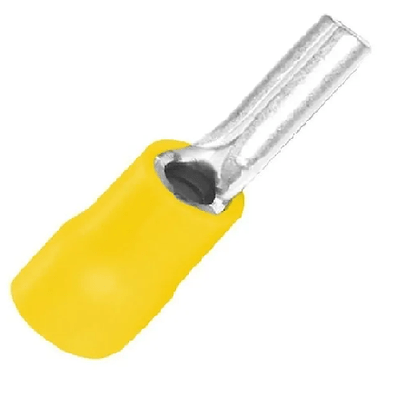 Terminal Pré-Isolado Pino Agulha Para Cabo 6,0mm² - Amarelo - 100 Unidades
