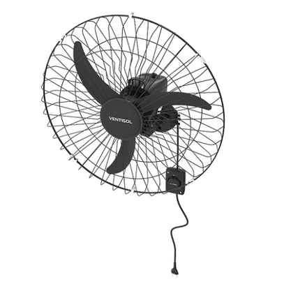Ventilador de Parede Oscilante Preto - 60cm - 147W - 220V - Ventisol