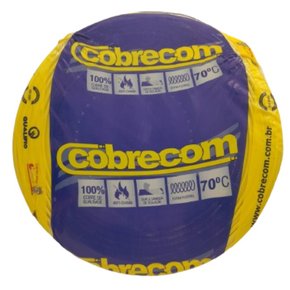 Cabo Flexivel 750V 1,5mm² Antichama - Amarelo - Cobrecom - Rolo 100m
