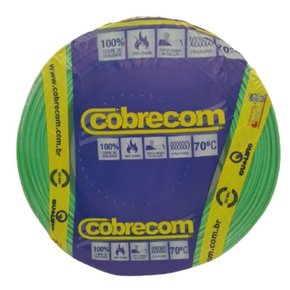 Cabo Flexivel 750V 6mm² Antichama - Verde - Cobrecom - Rolo 100m