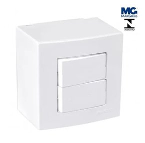 Conjunto Interruptor Duplo Paralelo Branco - Sleek - Margirius
