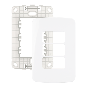 Conjunto Placa Com Suporte 4x2 P/ 3 Módulos Separados - Linha B3 - Margirius