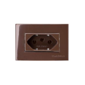 Conjunto Tomada Para Móvel 10A (2P+T) Marrom - Sleek - Margirius