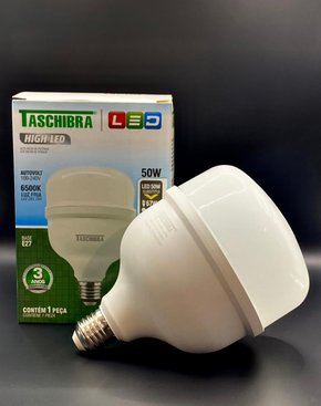 Kit C/ 5 Lampadas Bulbo Led 50W Taschibra 6500K - Bivolt - Branco Frio