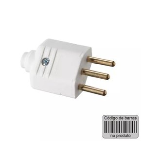 Plugue Pino Macho 180° 2P+T 10A - Branco - Margirius