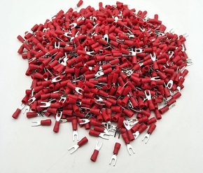 Terminal Pré-Isolado Garfo Para Cabo 1,5mm² - Vermelho - 100 Unidades Terminal Pré-Isolado Garfo Para Cabo 1,5mm² - Vermelho - 100 Unidades