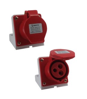 Tomada Industrial Sobrepor 2P+T 380V 16A 9H IP44