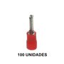 Terminal Pré-Isolado Pino Agulha Para Cabo 1,5mm² - Vermelho - 100 Unidades